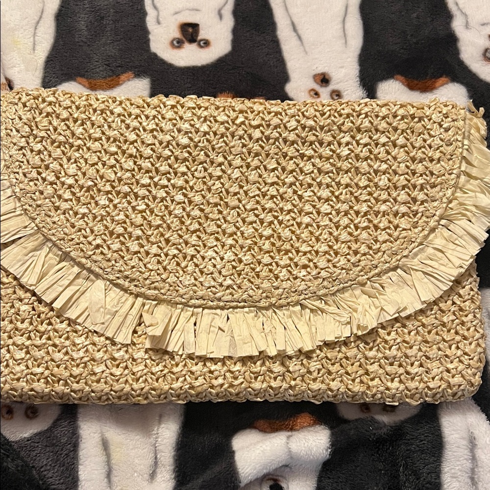 Elegant Tan Woven Clutch